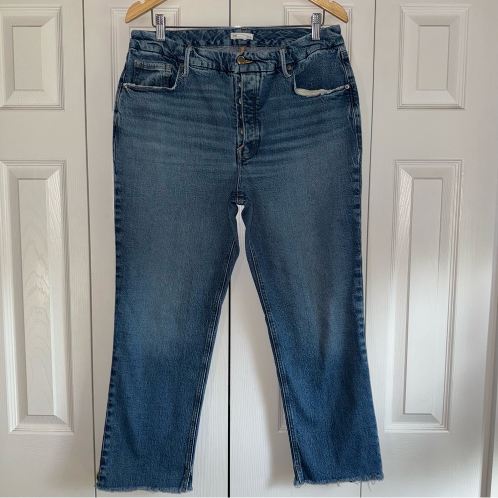 Good american curve high rise fray Jean size 14/32/L26/1/2